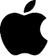 Black silhouette of the Apple logo, showing a bitten apple with a leaf.