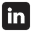 Official LinkedIn social media icon, a black square with white 'in' letters.